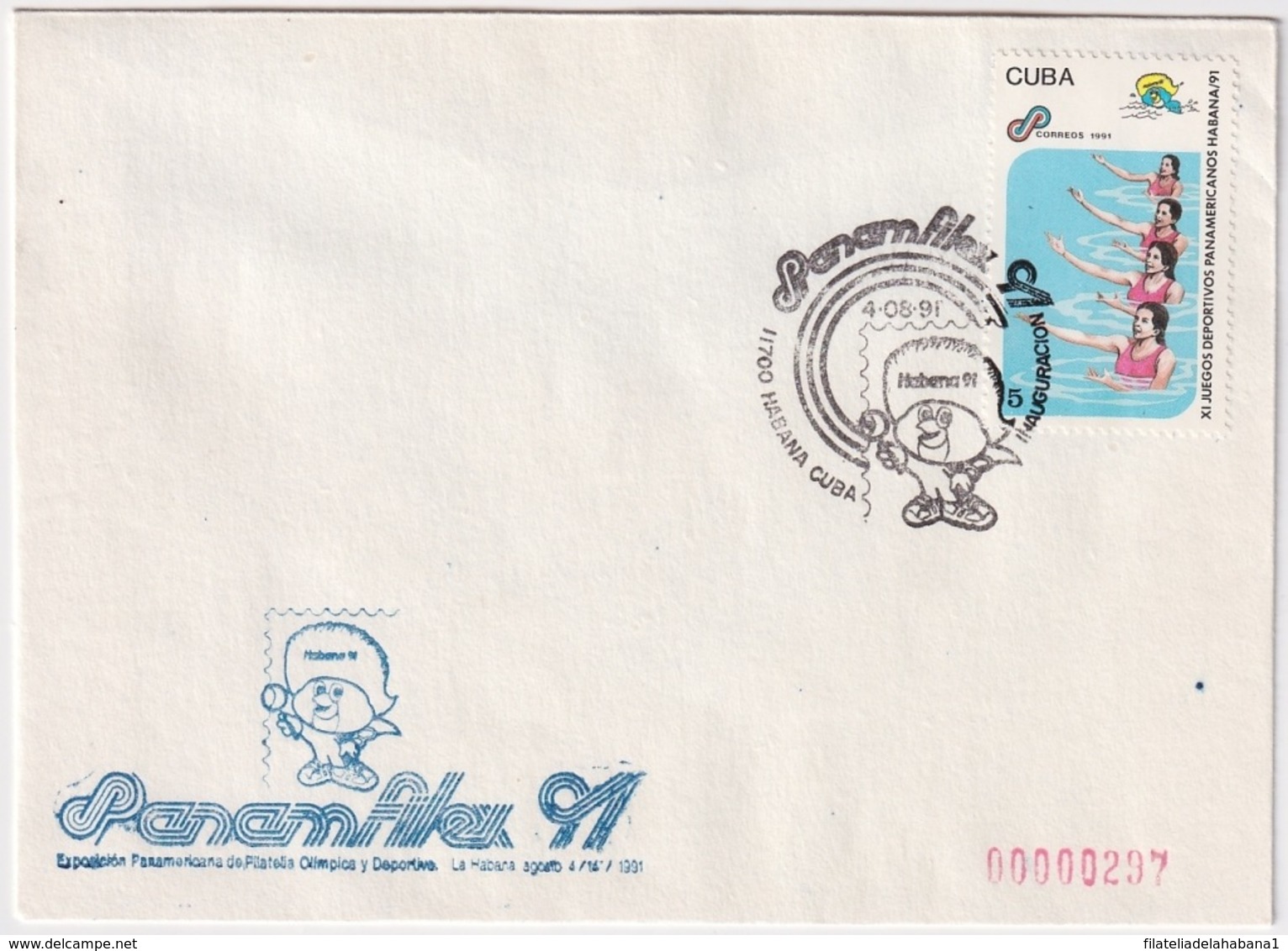 1991-CE-206 CUBA 1991 SPECIAL CANCEL PANAMERICAN GAMES PANAMFILEX 4 AGOSTO INAUGURACION. - Other & Unclassified