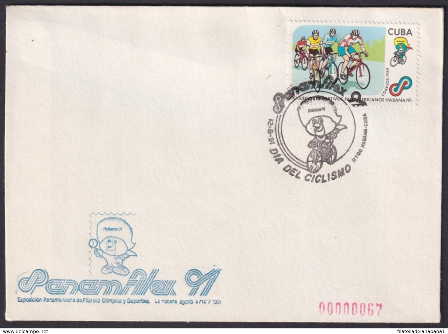 1991-CE-213 CUBA 1991 SPECIAL CANCEL PANAMERICAN GAMES PANAMFILEX DIA DEL CICLISMO CYCLE. - Other & Unclassified