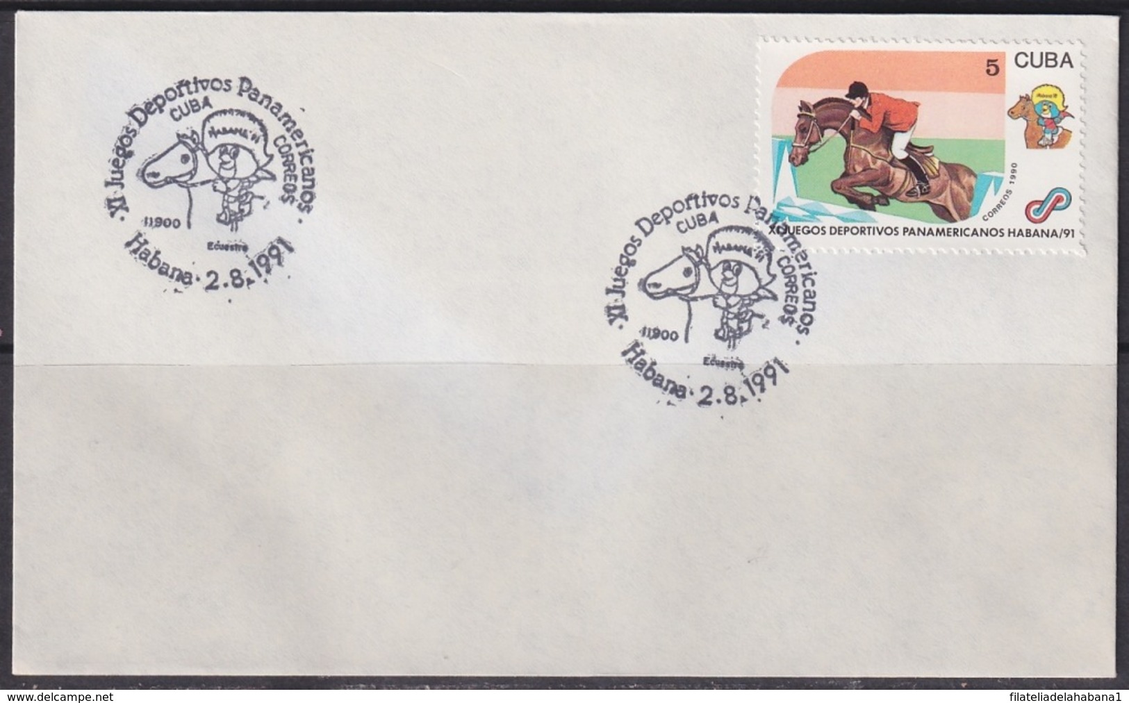 1991-CE-218 CUBA 1991 SPECIAL CANCEL PANAMERICAN GAMES EQUITACION HORSE RIDING CABALLOS - Other & Unclassified