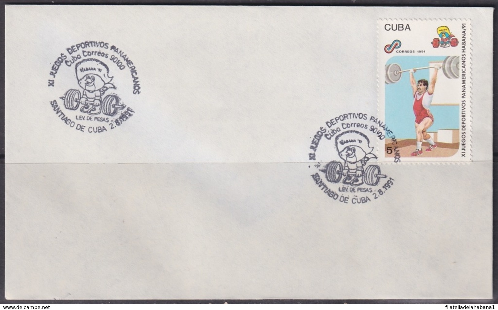 1991-CE-225 CUBA 1991 SPECIAL CANCEL PANAMERICAN GAMES LEVANTAMIENTO DE PESAS ALTEROFILIA WEIGHT RAISING. - Other & Unclassified