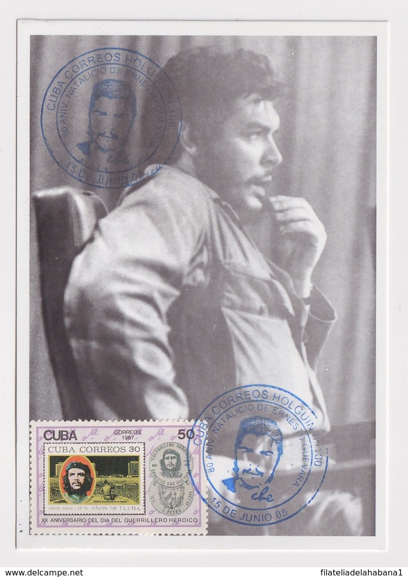 TMA-444 SPAIN ANTILLES 2008 MAXIM CARD ERNESTO CHE GUEVARA. BLUE CANCEL - Maximum Cards