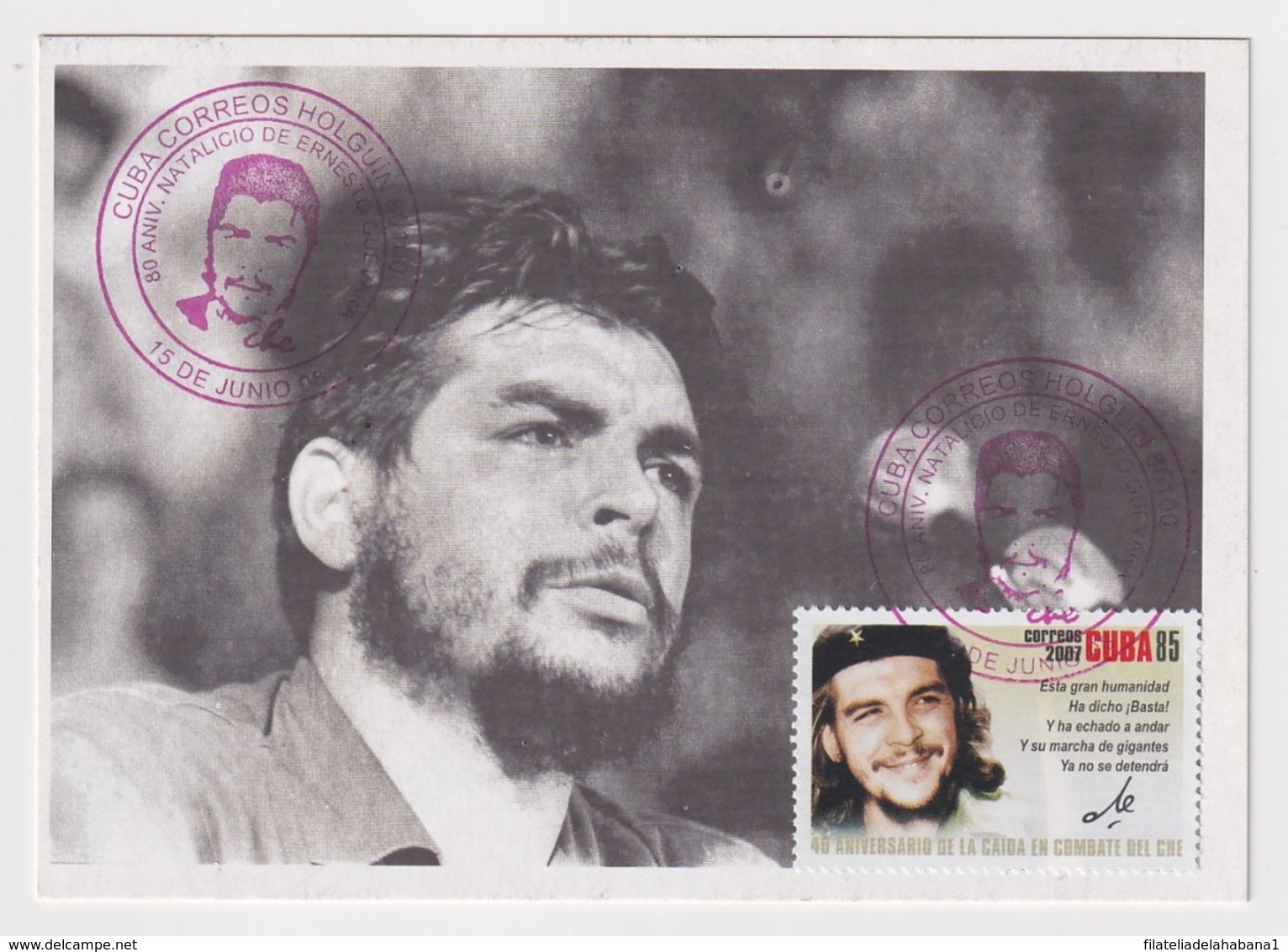 TMA-448 SPAIN ANTILLES 2008 MAXIM CARD ERNESTO CHE GUEVARA. RED CANCEL. - Maximum Cards