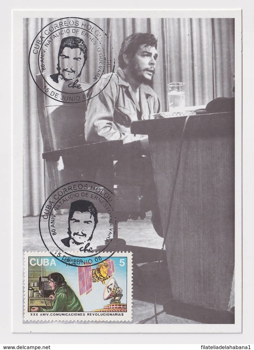 TMA-451 SPAIN ANTILLES 2008 MAXIM CARD ERNESTO CHE GUEVARA. BLACK CANCEL - Maximum Cards