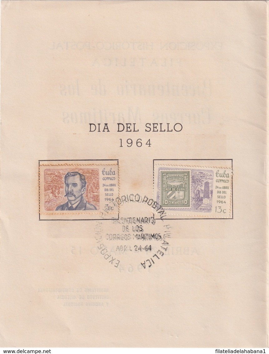 1964-CE-32 CUBA 1964 (LG1735) SPECIAL CANCEL. LIBRO DE LA EXPOSICION 200 ANIV CORREO MARITIMO - Maximum Cards