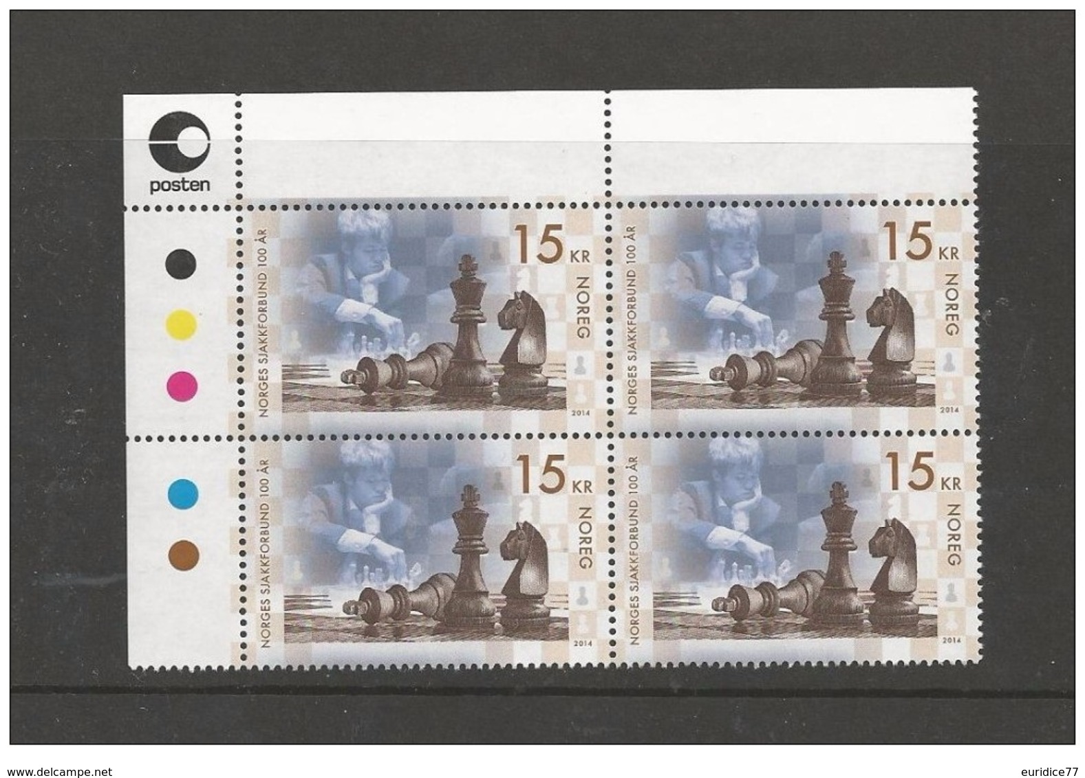 Norway 2014 - Norwegian Chess Federation Centenary Block Of 4 Mnh - Ajedrez