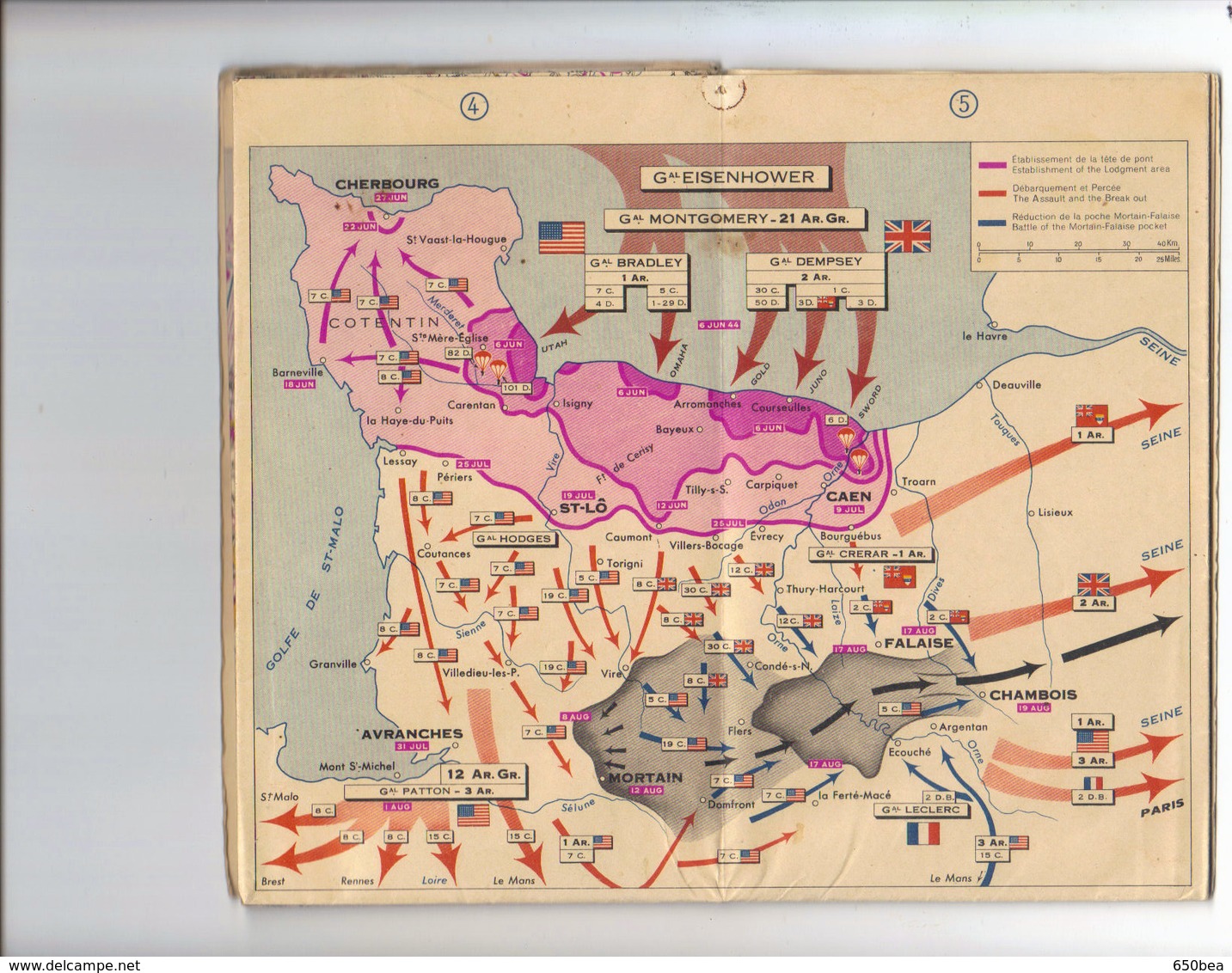 Carte Michelin 102.Bataille De Normandie.Edition Originale 1947 - 1939-45