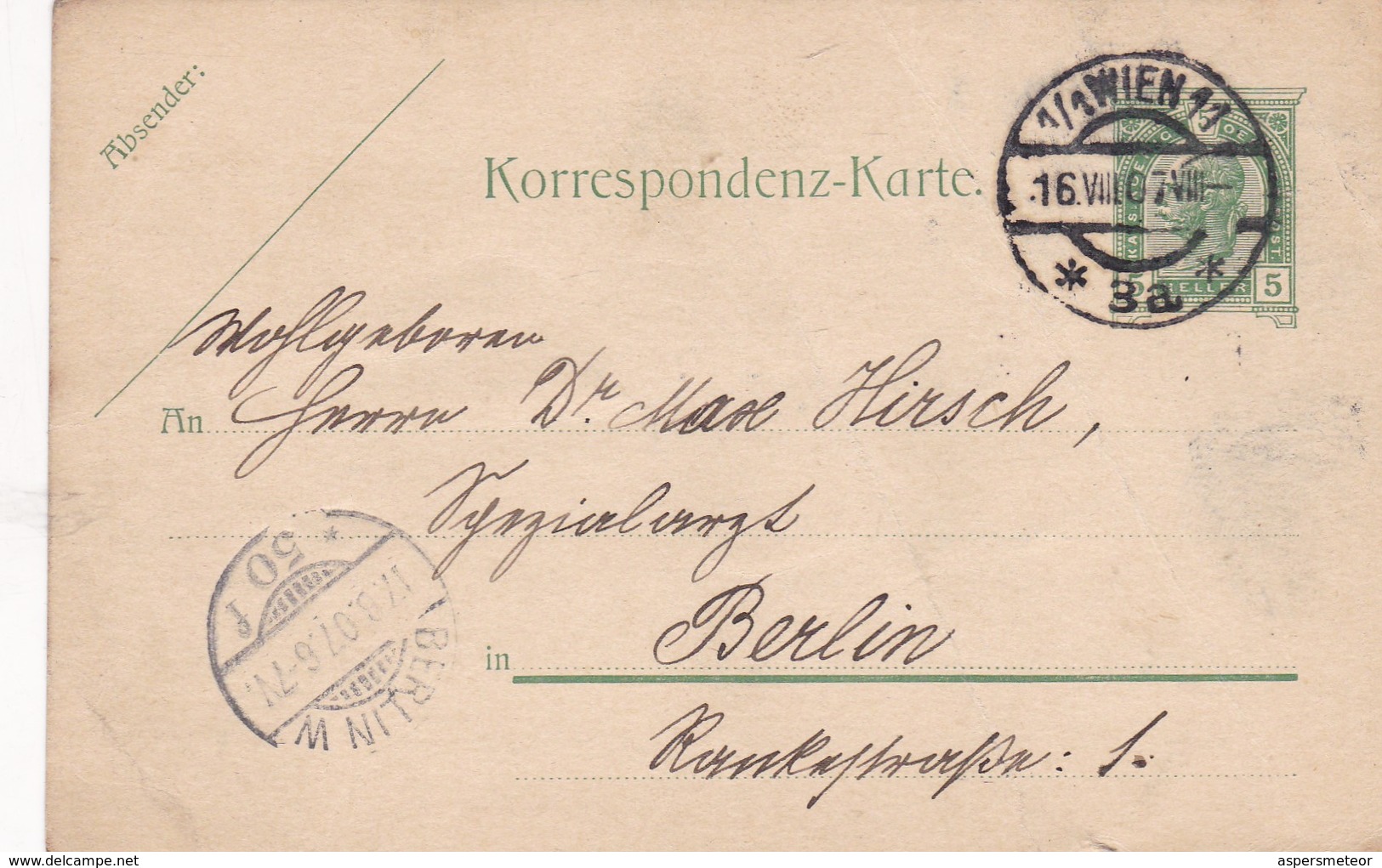 STATIONERY ENTIER 5 HELLER KAIS KONIGL CIRCULEE 1905 TO BERLIN - BLEUP - Sonstige & Ohne Zuordnung