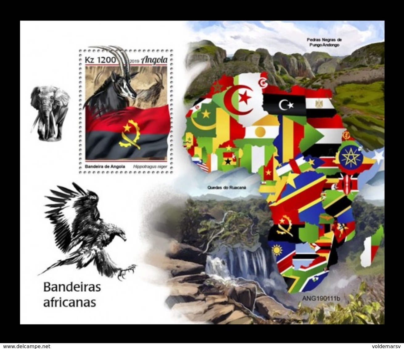 Angola 2019 Mih. 2115 (Bl.188) State Flags Of African Countries. Fauna Of Africa MNH ** - Angola