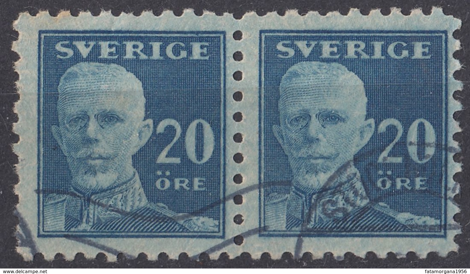 SVERIGE - SVEZIA - SWEDEN - 1920 - Due Valori Yvert  129a Usati, Uniti Fra Loro. - Usati