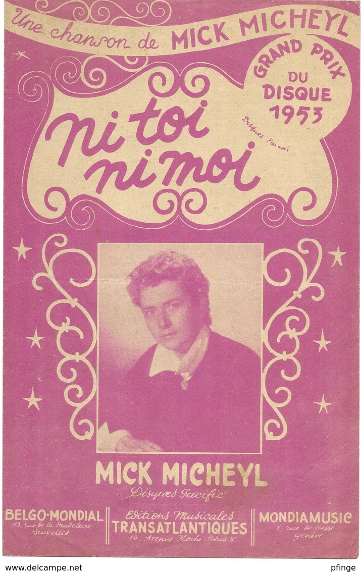 Ni Toi, Ni Moi - Mick Micheyl  (p : Mick Micheyl ;  M :Mick Micheyl) , 1952 - Autres & Non Classés