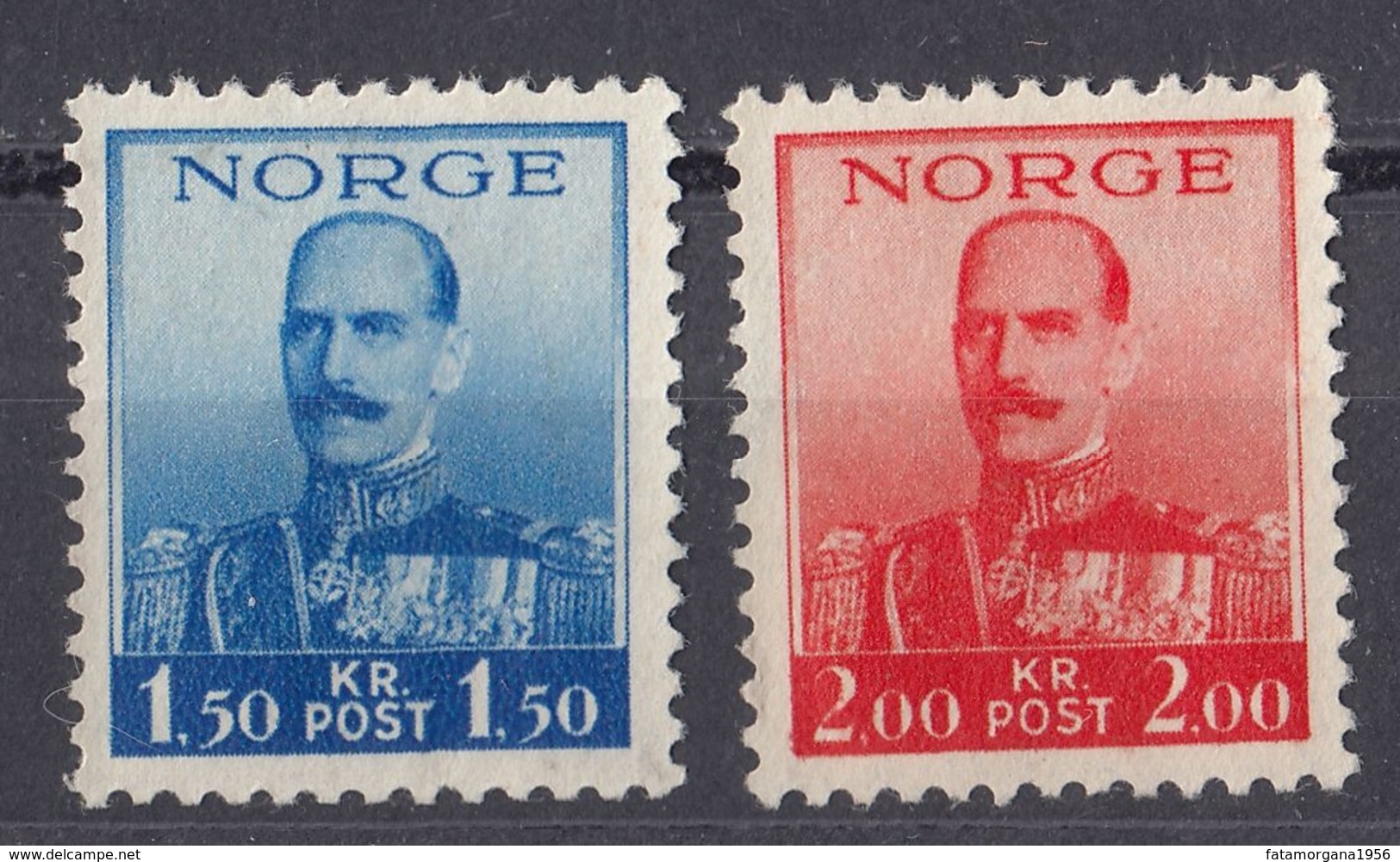 NORGE - NORVEGIA - 1937/1938 -  Lotto Di 2 Valori Nuovi Non Gommati: Yvert  184 E 185. - Unused Stamps