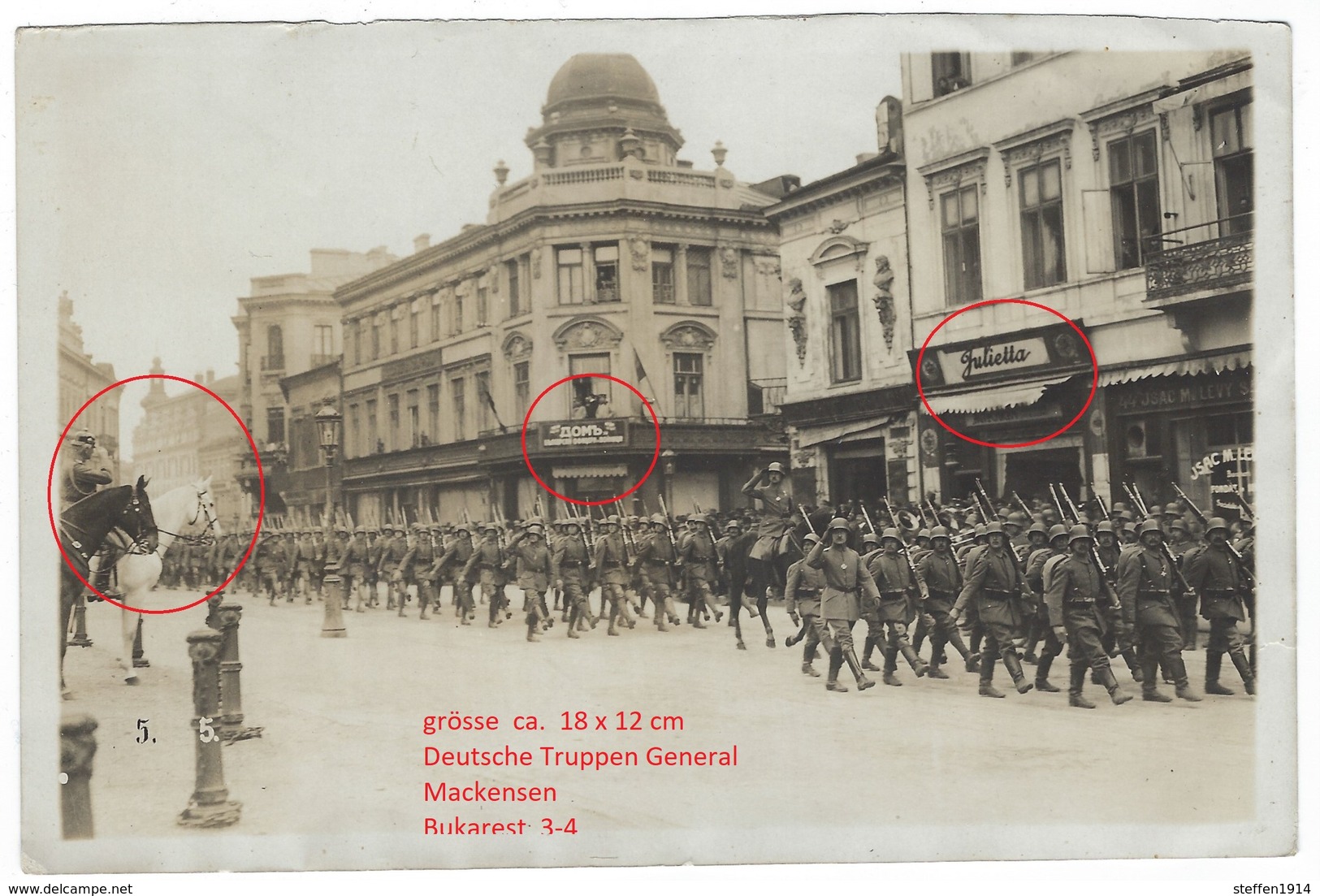 Photo  Romain Bukarest ? Deutsche Truppen WWI 1.WK (1914-1918) 3-4 General Mackensen - Romania