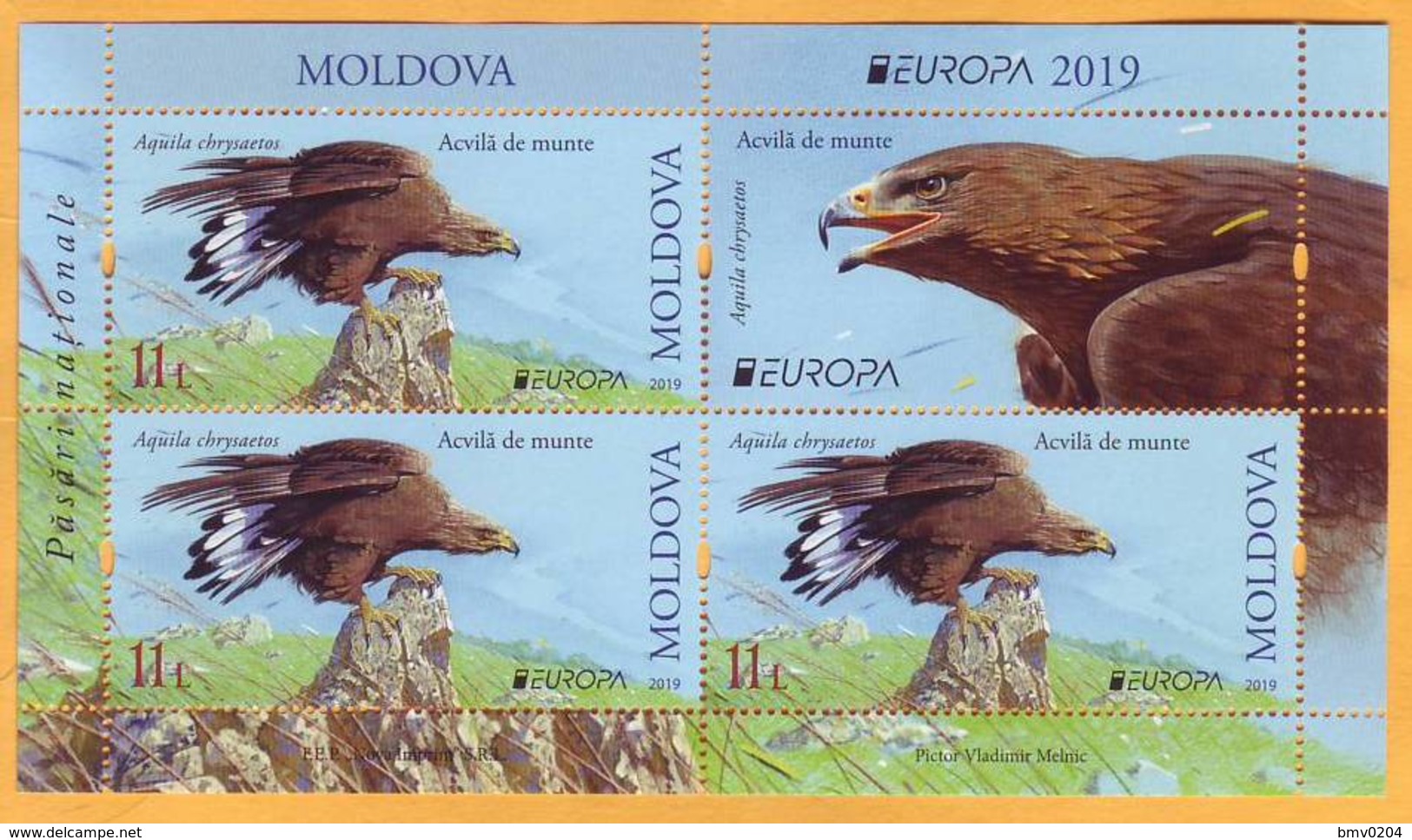 2019 Moldova Moldavie H-blatt  Europa - Cept  Fauna, Birds, Eagles - Eagles & Birds Of Prey