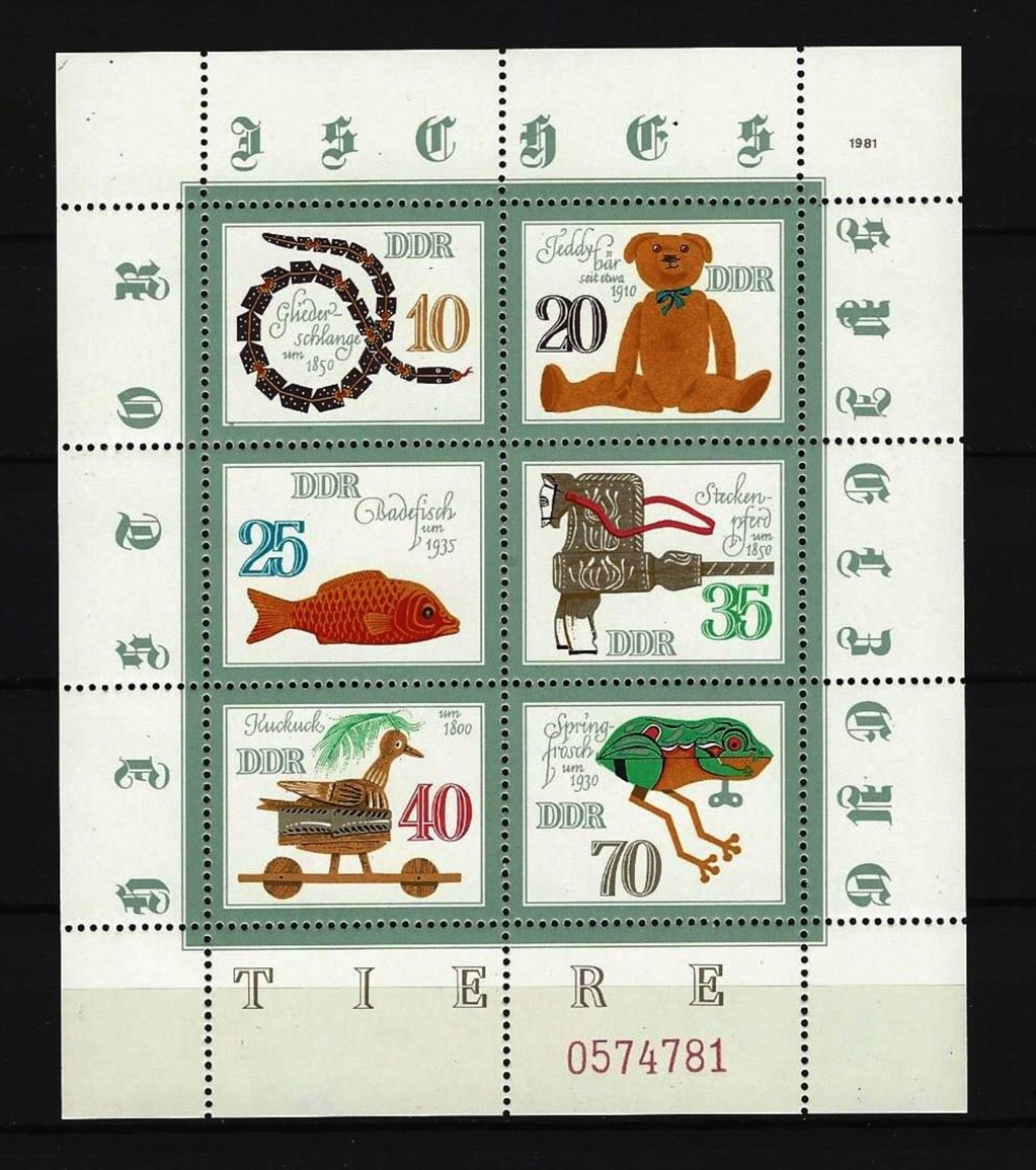 DDR Kleinbogen Mi-Nr. 2661 - 2666 Historisches Spielzeug Tiere Postfrisch - Sonstige & Ohne Zuordnung