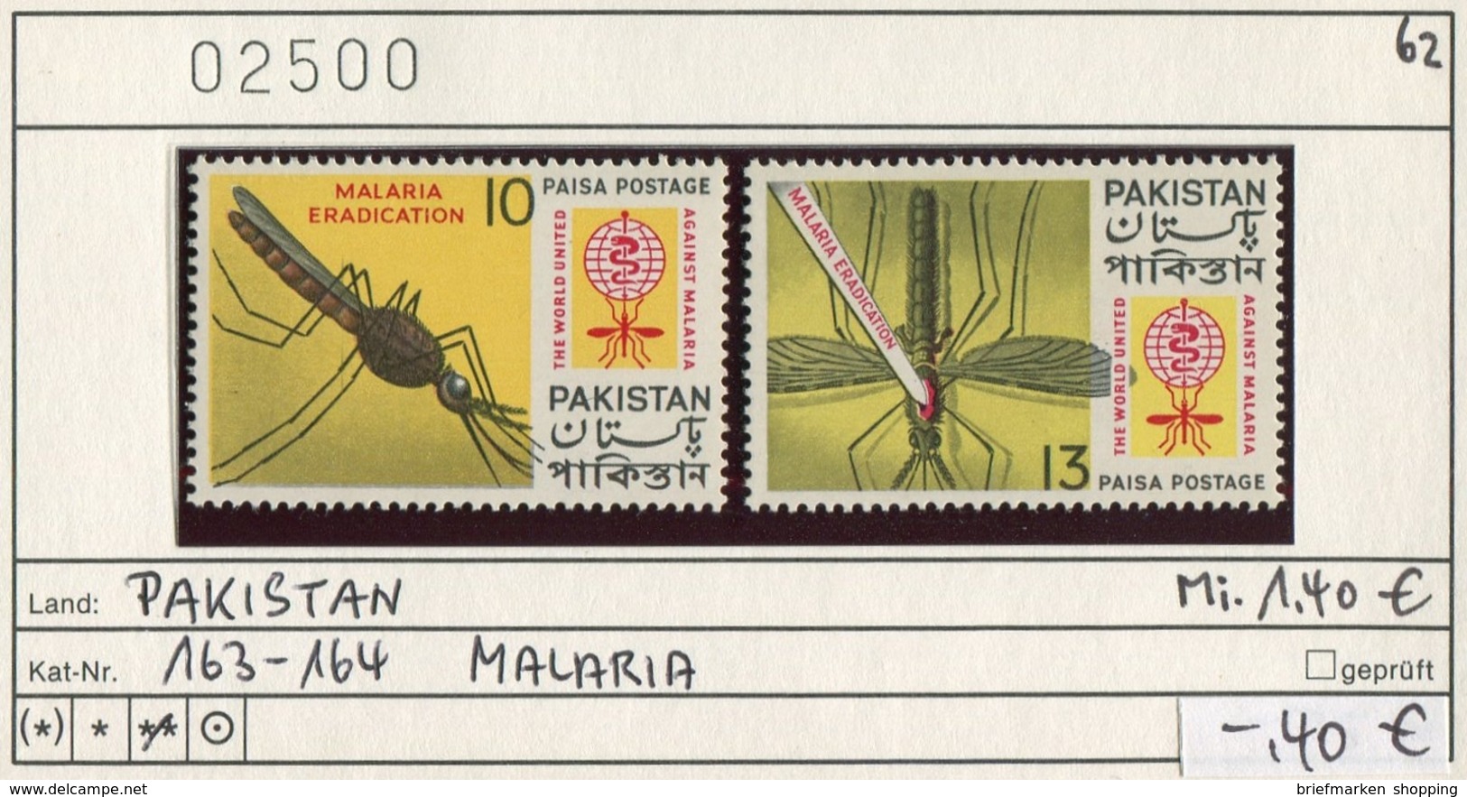 Pakistan - Michel 163-164 - ** Mnh Neuf Postfris - Malaria - Pakistan