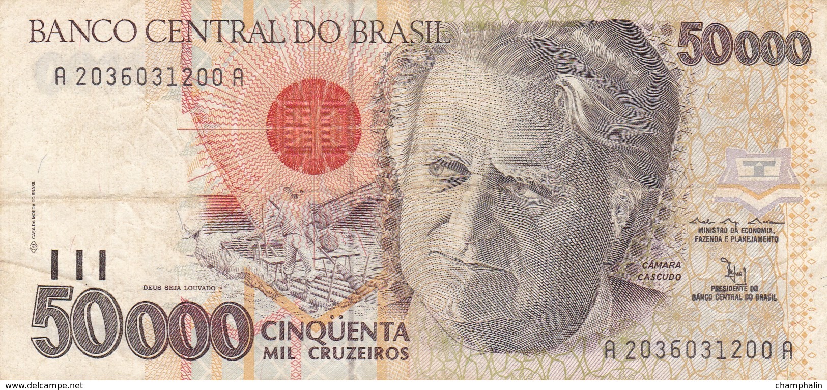 Brésil - Billet De 50000 Cruzeiros - Non Daté - Camara Cascudo - Brésil