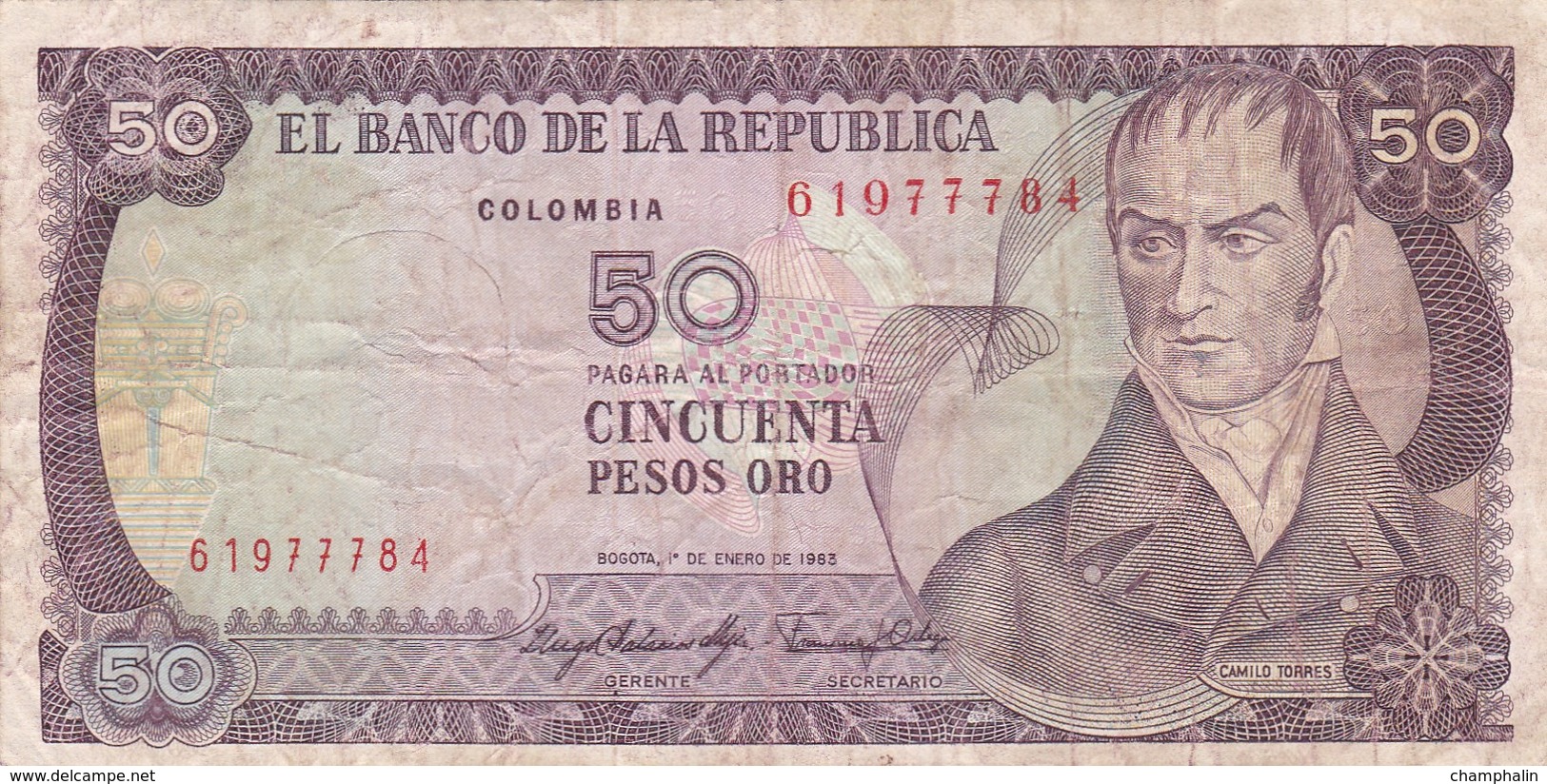 Colombie - Billet De 50 Pesos - 1er Janvier 1983 - Camilo Torres - Colombie