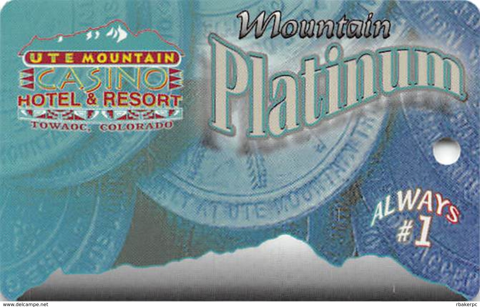 Ute Mountain Casino - Towaoc CO - BLANK Platinum Slot Card - Casino Cards