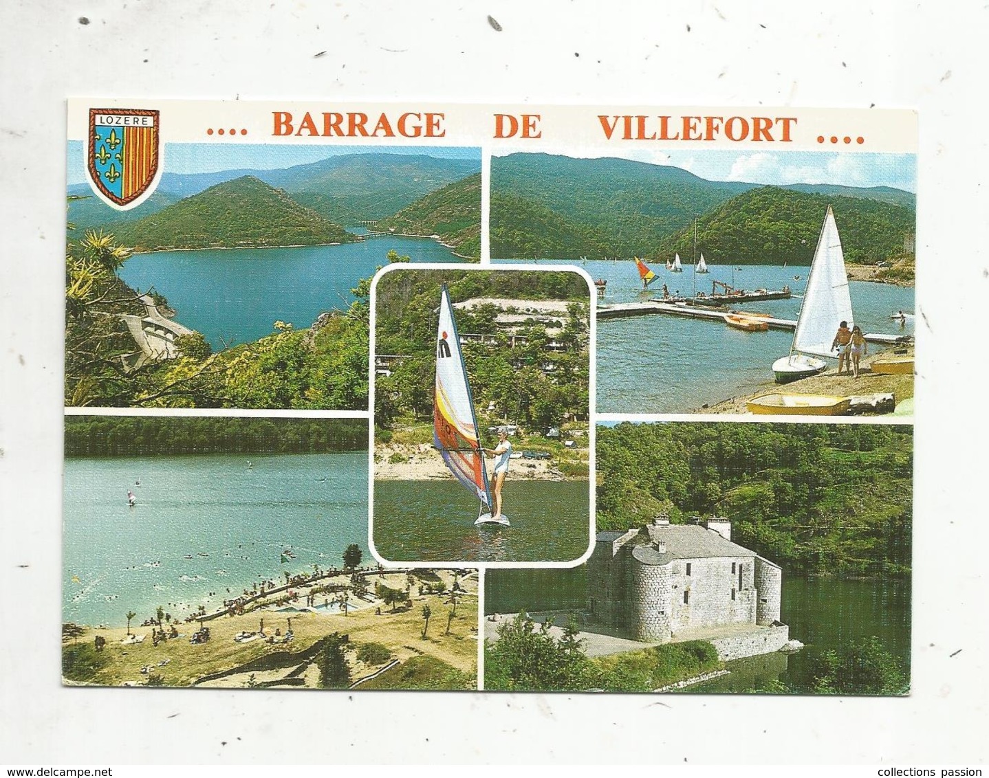 Cp, 48 ,  LE BARRAGE DE VILLEFORT ,  Multi Vues ,  Voyagée 1990, Ed. Bos - Villefort