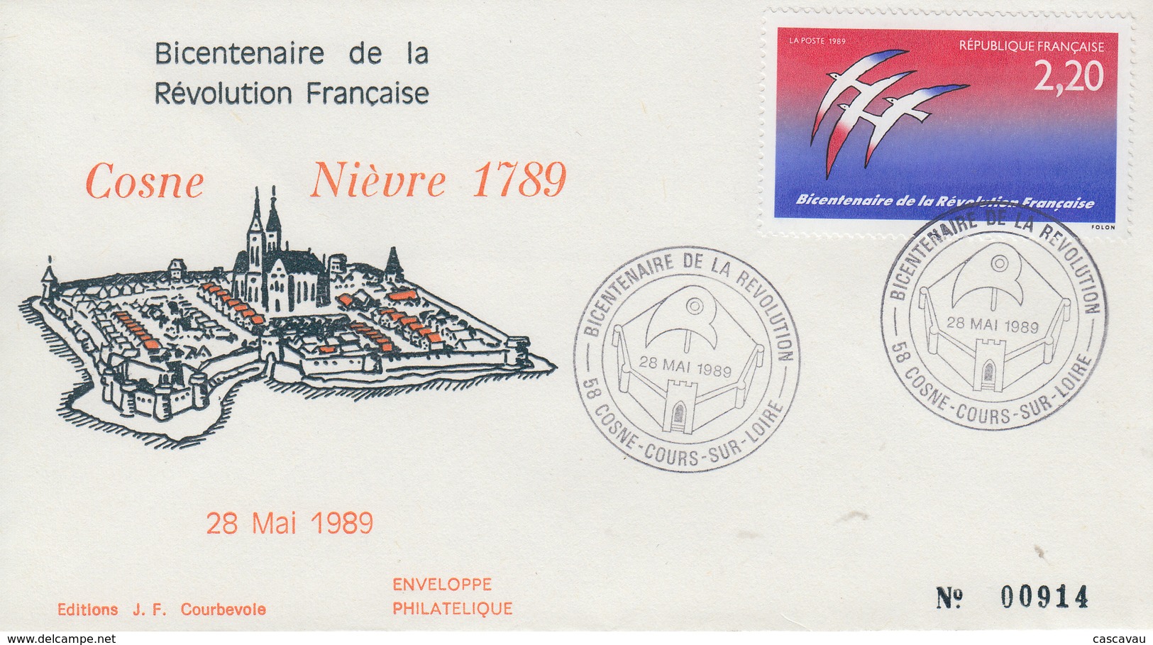 Enveloppe  FRANCE    Bicentenaire  De  La   REVOLUTION      COSNE - COURS - SUR - LOIRE    1989 - Revolución Francesa