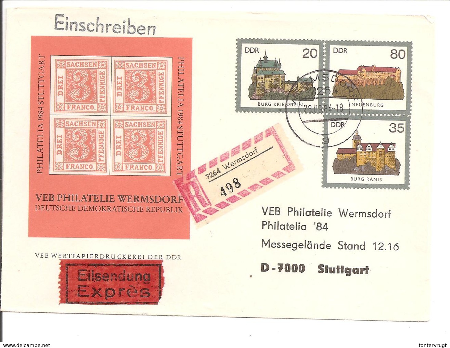 Privat Zdr U1 Sachsen Dreier Einschreiben Éxpres - Private Covers - Used