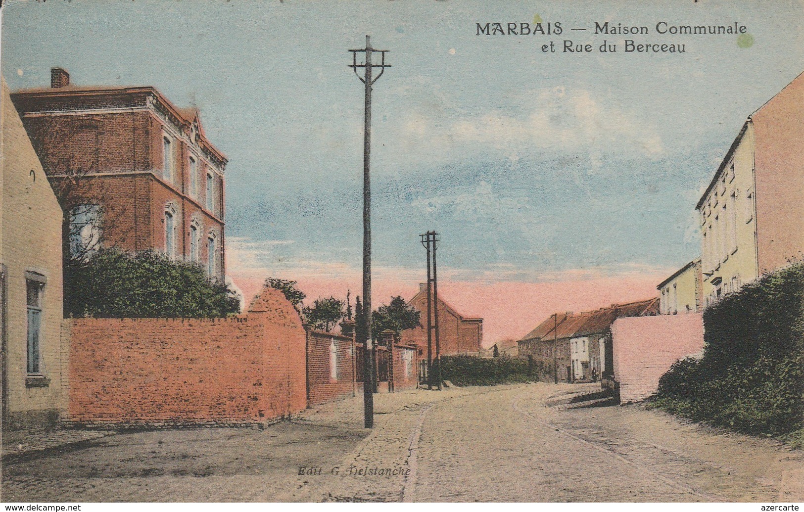 Marbais ,( Villers-la-Ville ), Maison Communale Et Rue Du Berceau  ,   Colorisée - Villers-la-Ville