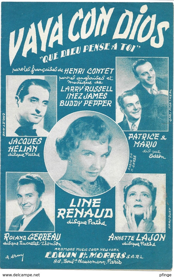 Vaya Con Dios - Line Renaud, Jacques Hélian... (p :  Henri Contet ;  M Larry Russell, Inez James & Buddy Pepper), 1953 - Autres & Non Classés