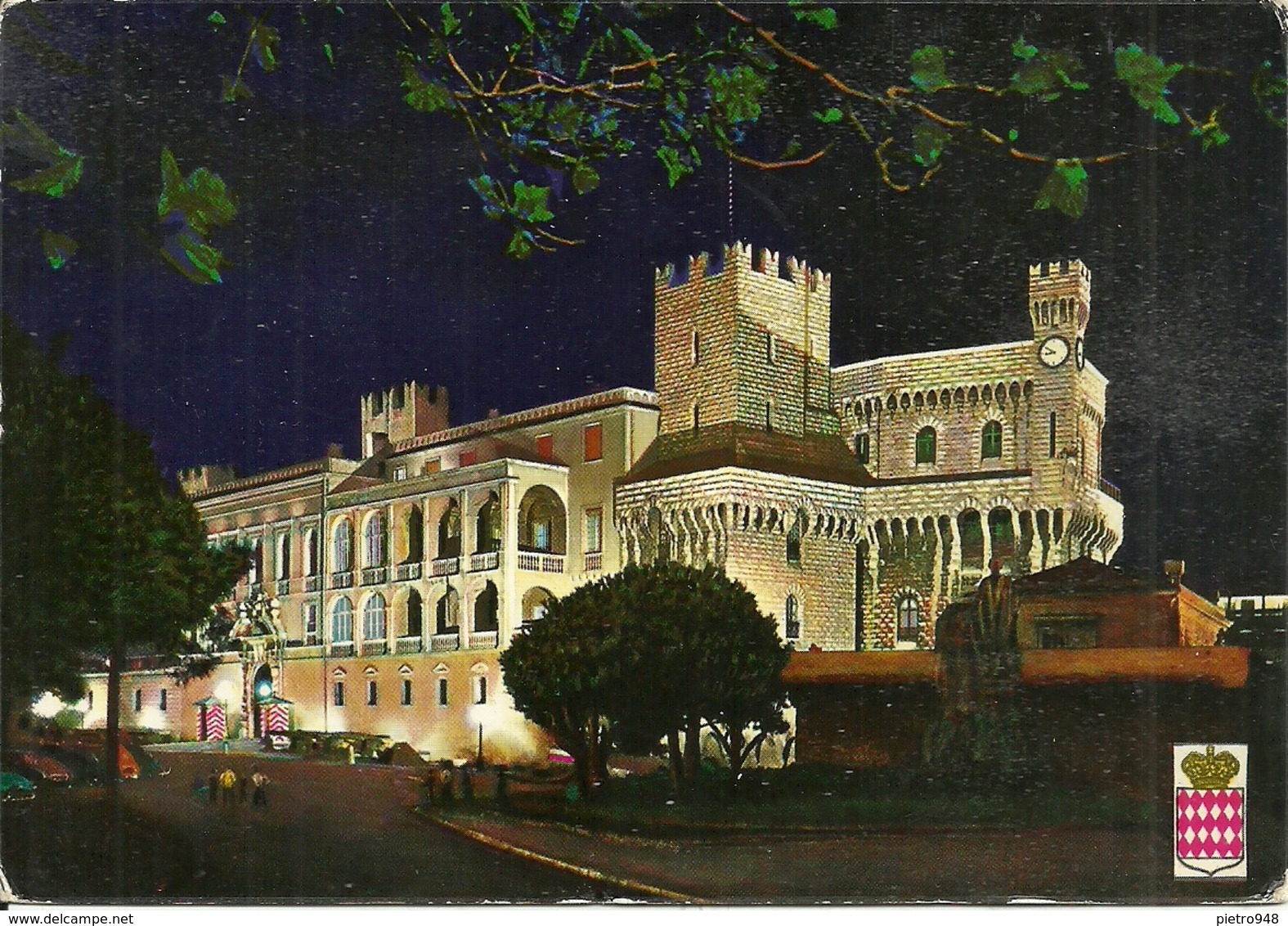 Principaute De Monaco, Montecarlo, Place Du Palais Et Palais De S.A.S. Le Prince La Nuit, By Night, Notturno - Palazzo Dei Principi