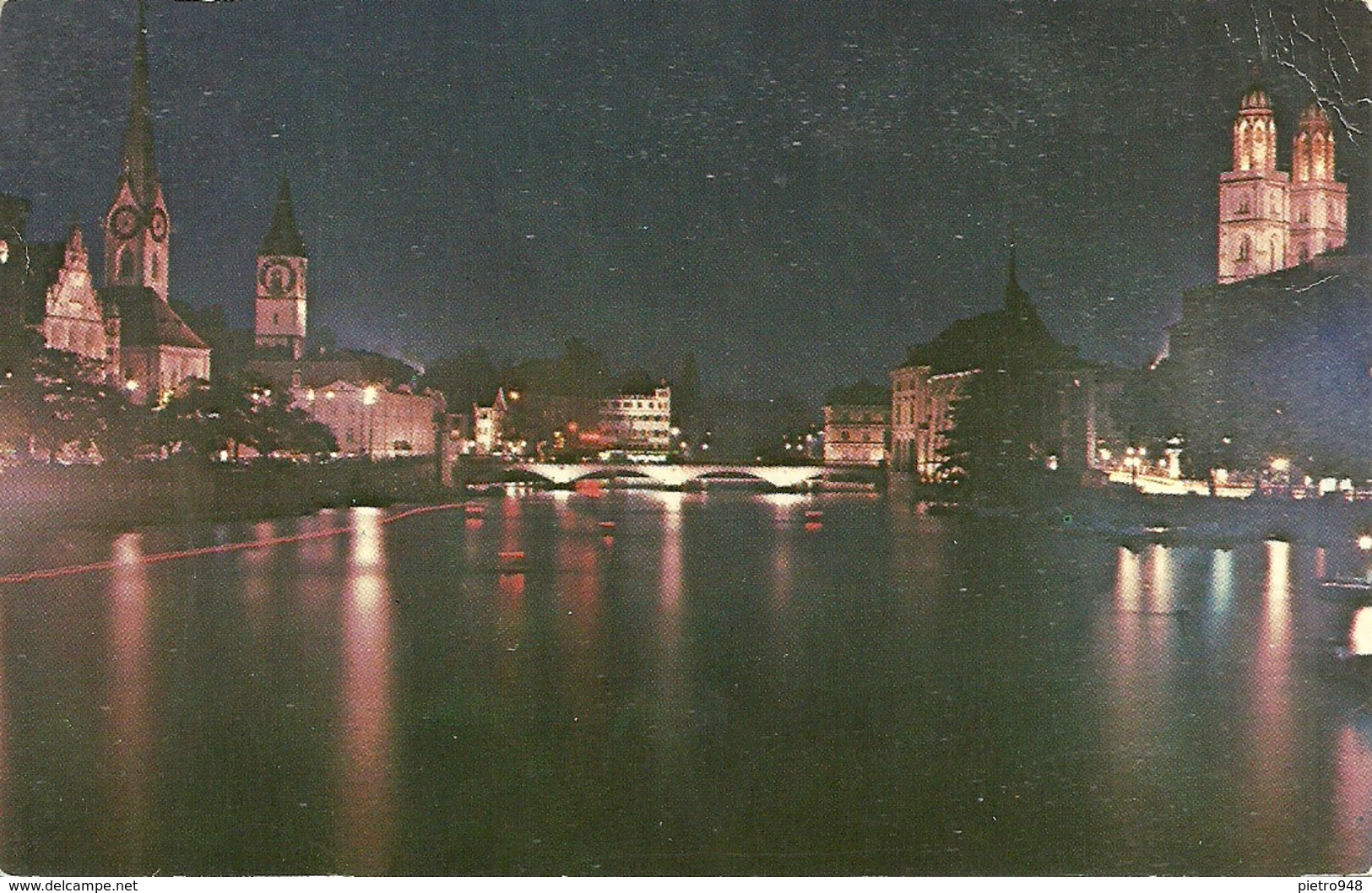 Zurich (Zurich, Svizzera) Im Abendlicht, Veduta Notturna, View By Night, Vue De Nuit - Zürich