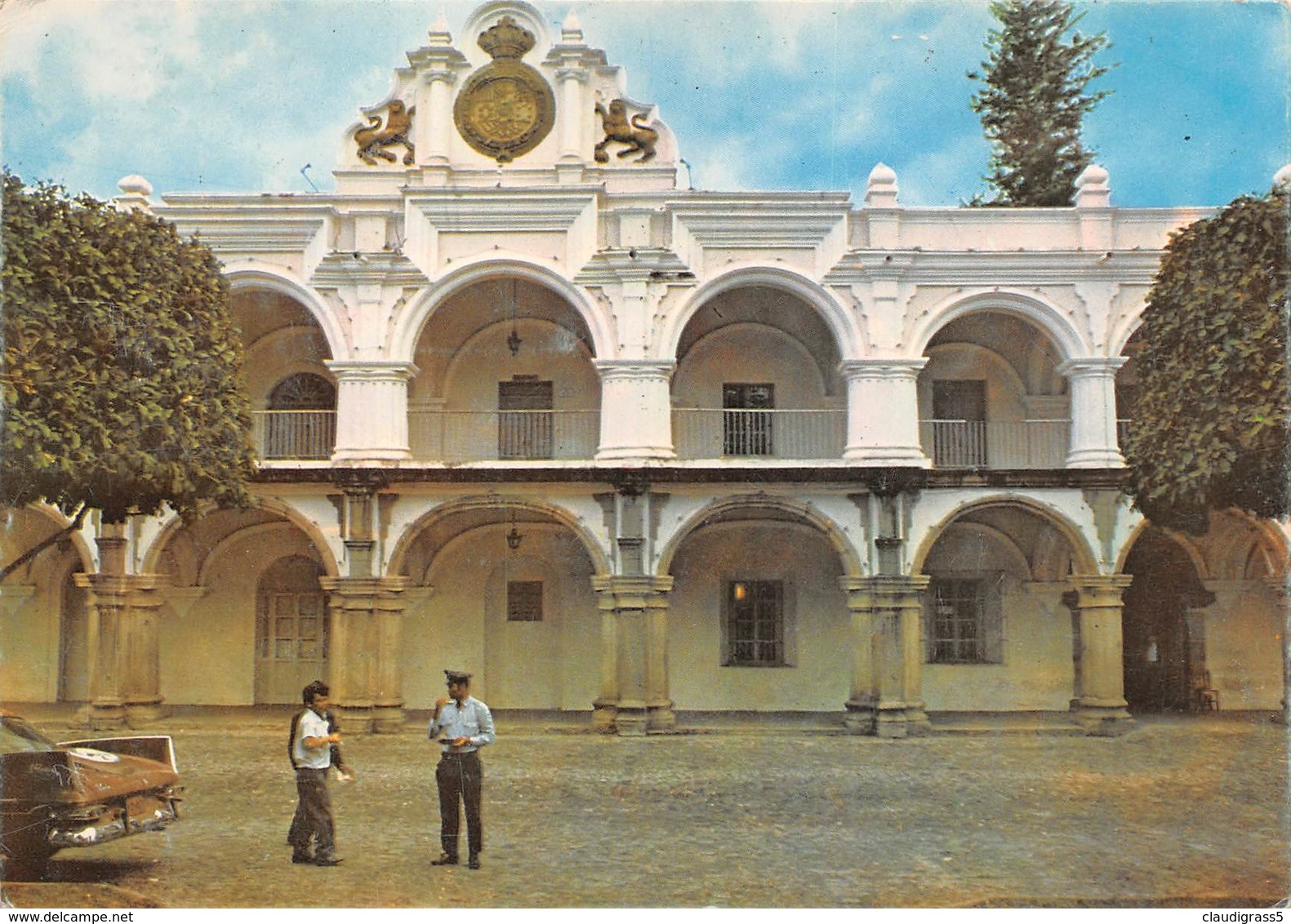 0597 "ANTIGUA GUATEMALA - GUATEMALA - PALACIO DE LOS CAPITANOS" ANIMATA CART. ORIG. SPEDITA 1985 - Guatemala