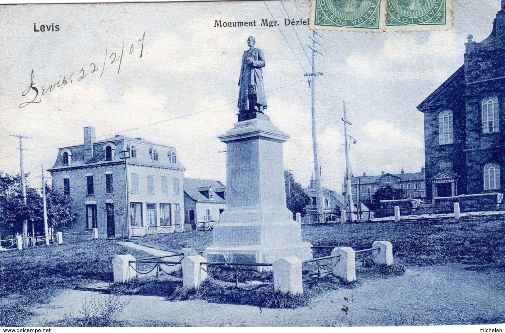 CPA  CANADA   LEVIS---MONUMENT DE MGR.  DEZIEL---1907 - Levis