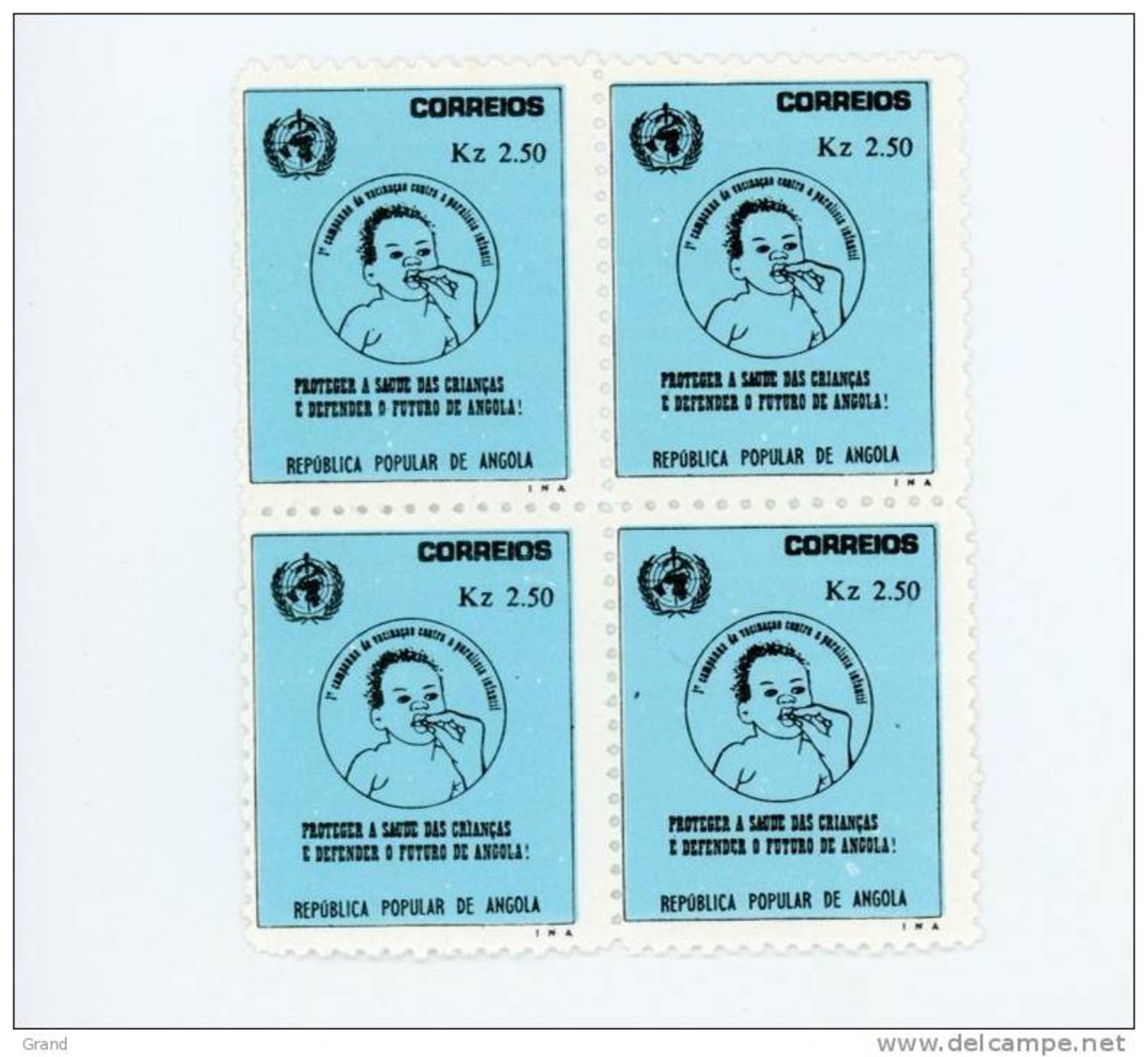 Angola-1977-Vaccination Contre La Poliomyélite-1 Valeur En Bloc De 4***MNH - Angola
