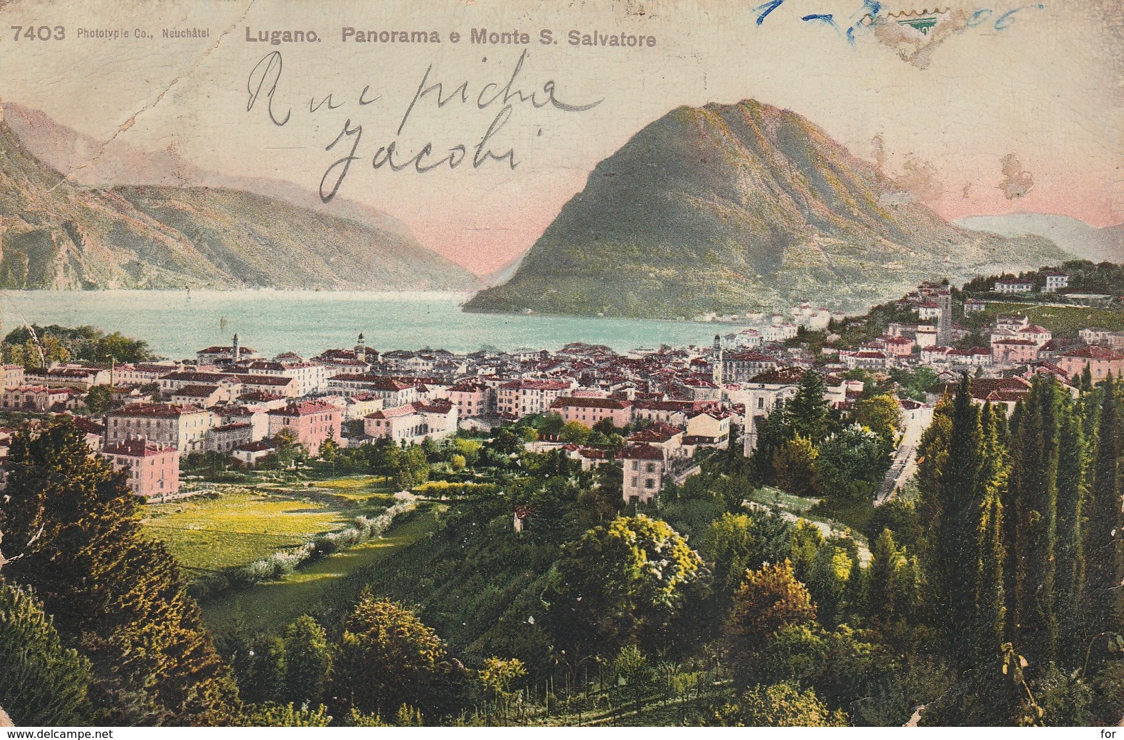 Ti Tessin : LUGANO : Panorama E Monte S. Salvatore ( Colorisée ) - Lugano