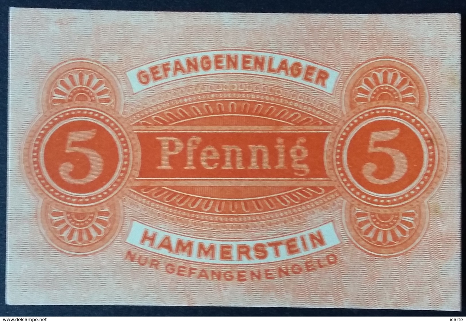 Billet 5 Pfennig LAGERGELD MONNAIE DE CAMP PRISONNIER DE GUERRE Kriegsgefangenenlager HAMMERSTEIN - Autres & Non Classés