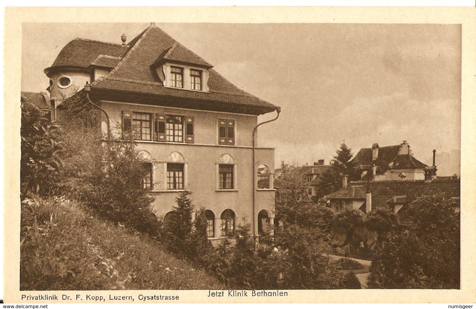 Privatklinik  Dr. F. Koop, Luzern, Cysatstrasse - Jetzt Klinik Bethanien ( Façade ) - Luzern