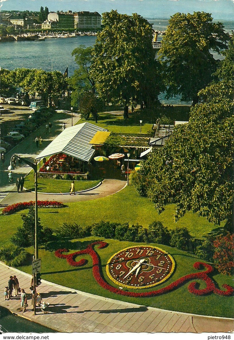 Geneve (Geneve, Svizzera) L'Horloge Fleurie Et Le Jardin Anglais - Genève