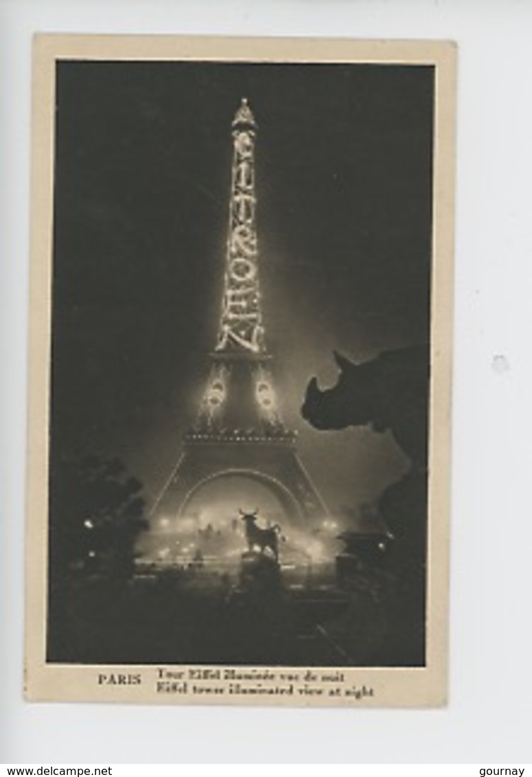 Paris La Tour Eiffel Illuminée : Publicité Citroën Rhinocéros Alfred Jacquemart éléphant Emmanuel Fremiet - Tour Eiffel