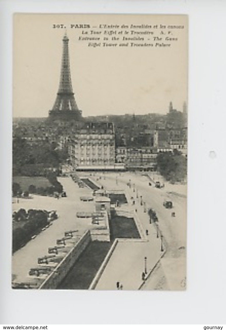 Paris La Tour Eiffel : Entrée Des Invalides Et Les Canons, Le Tocadéro (n°307 Cp Vierge) - Tour Eiffel