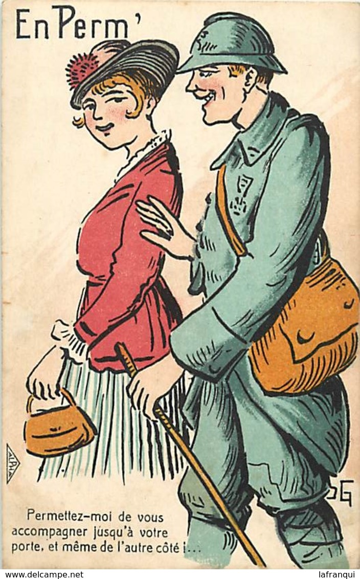 Themes Div-ref BB263- Guerre 1914-18- Illustrateurs - Illustrateur - Griff - Couples - Couple - En Permission - - Guerre 1914-18