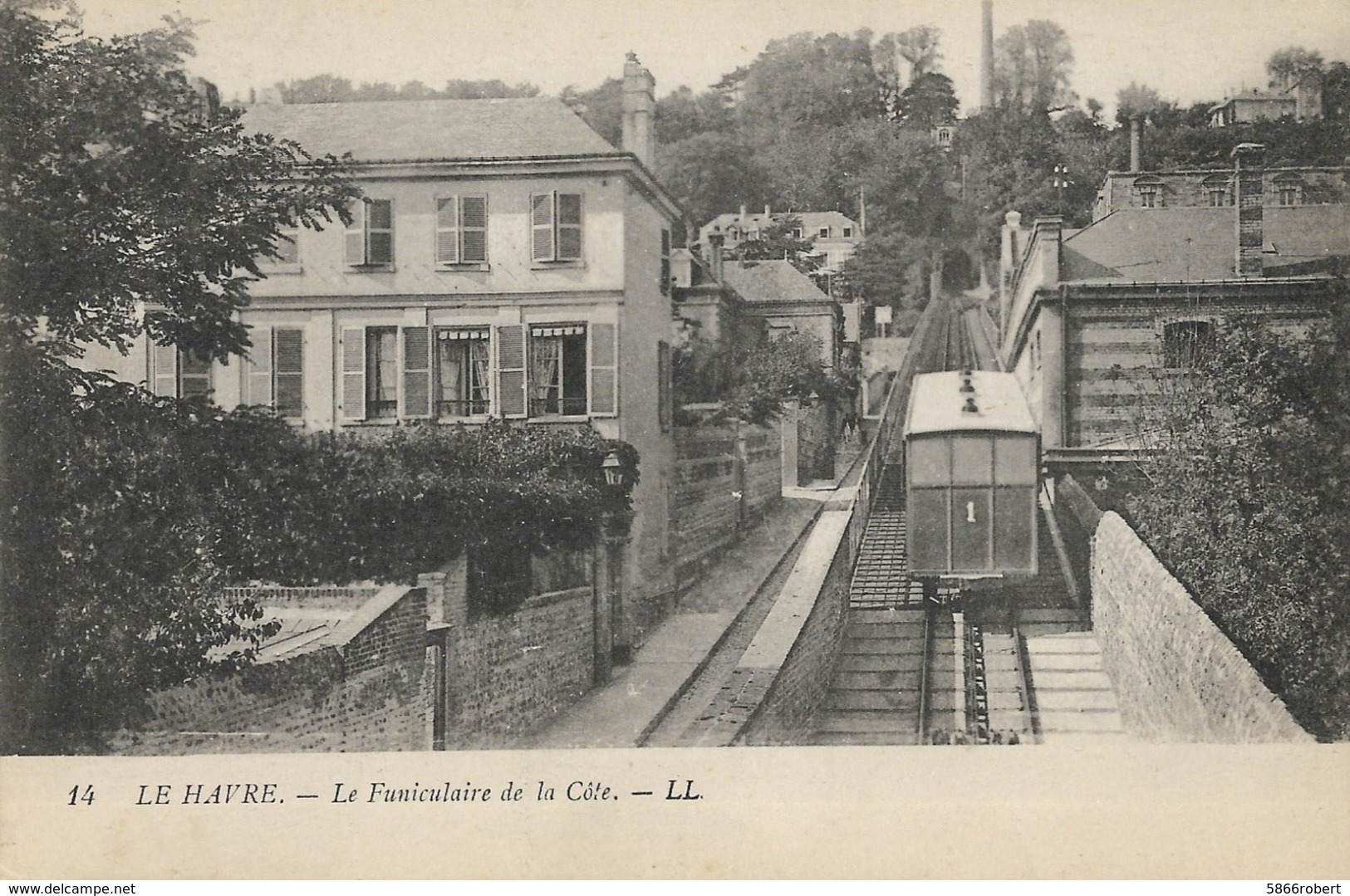 CARTE POSTALE ORIGINALE ANCIENNE  : LE HAVRE LE FUNICULAIRE DE LA COTE SEINE MARITIME (76) - Funiculaires