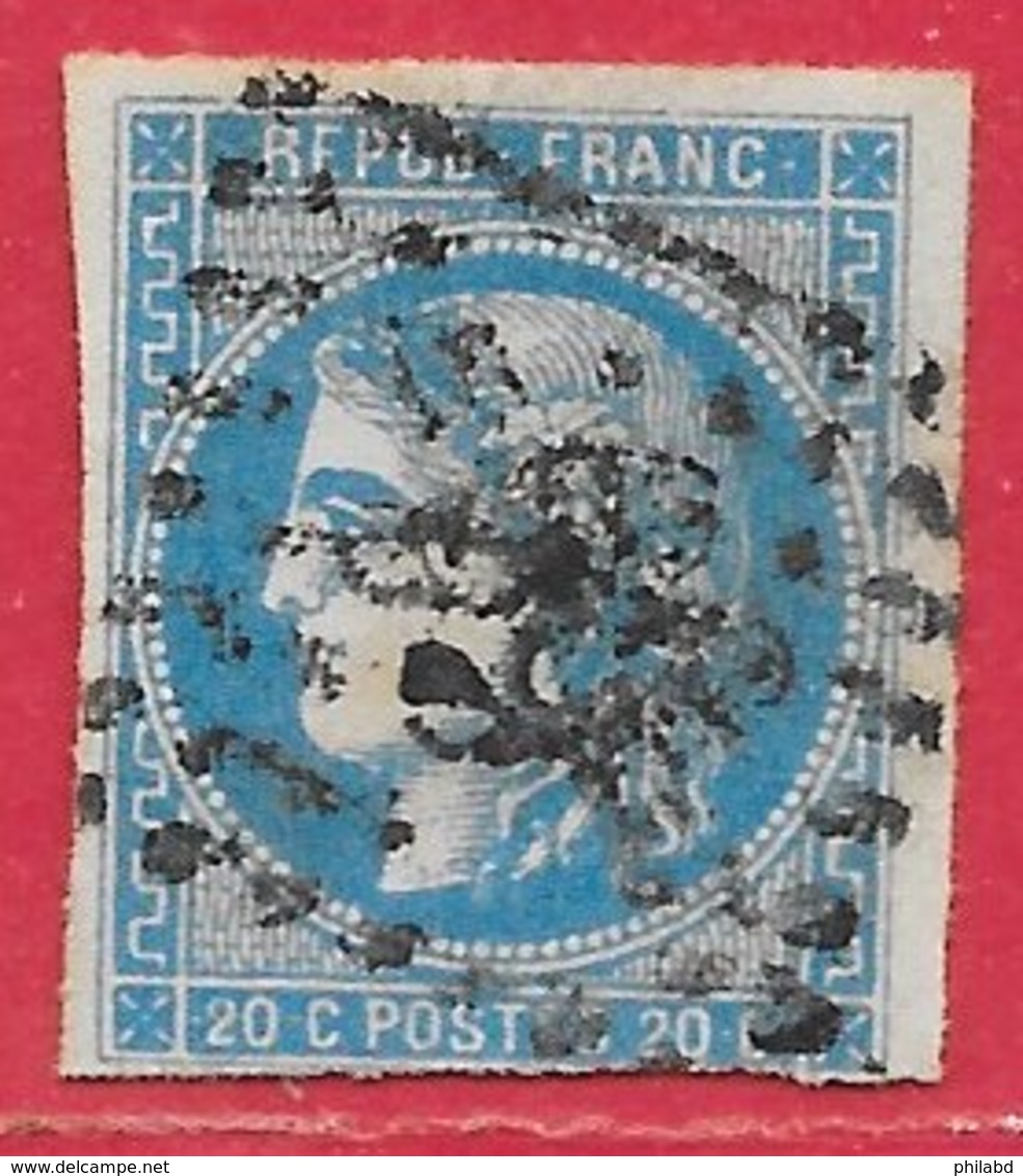 France N°45A Cérès Type Bordeaux 20c Bleu (GC 99 Angers) 1870 O - 1870 Emission De Bordeaux