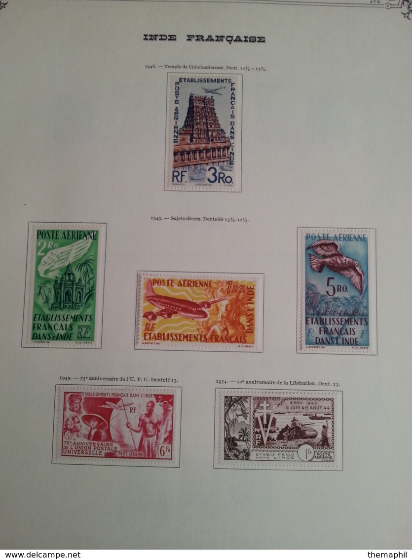 lot n° 611 INDES FRANCAISE  sur page d'albums neufs *  des timbres collés ou adhérés au debut