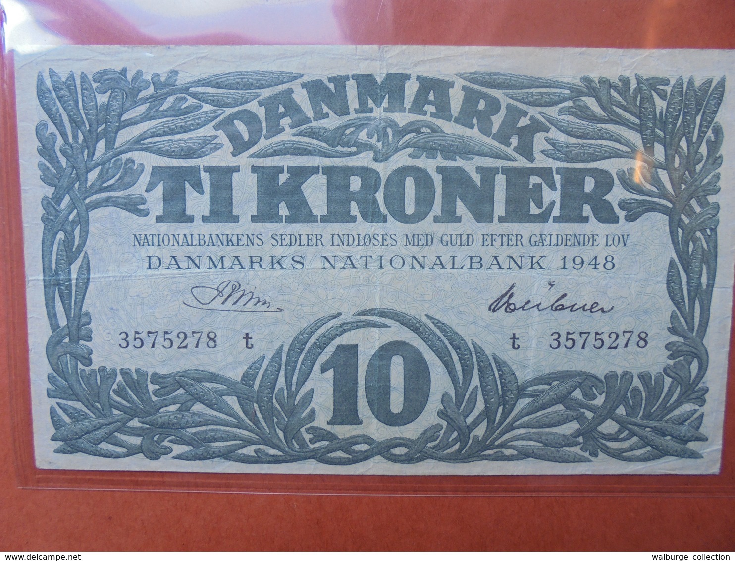 DANEMARK 10 KRONER 1948 PREFIX "T" ASSEZ RARE- CIRCULER  (B.3) - Danemark