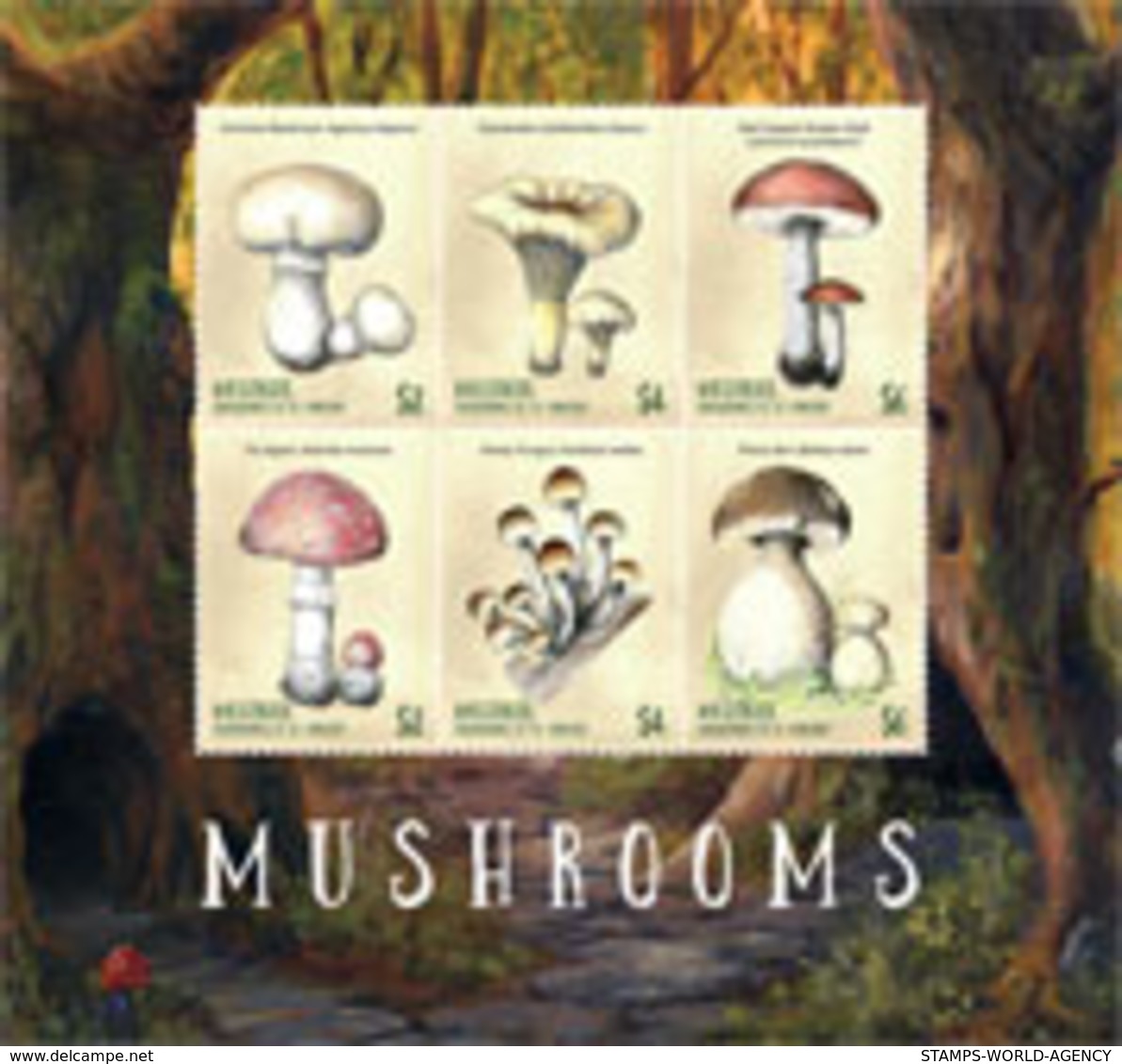 2019-03- MUSTIQUE GRENADINES -  MUSHROOMS   6V    MNH** - Funghi