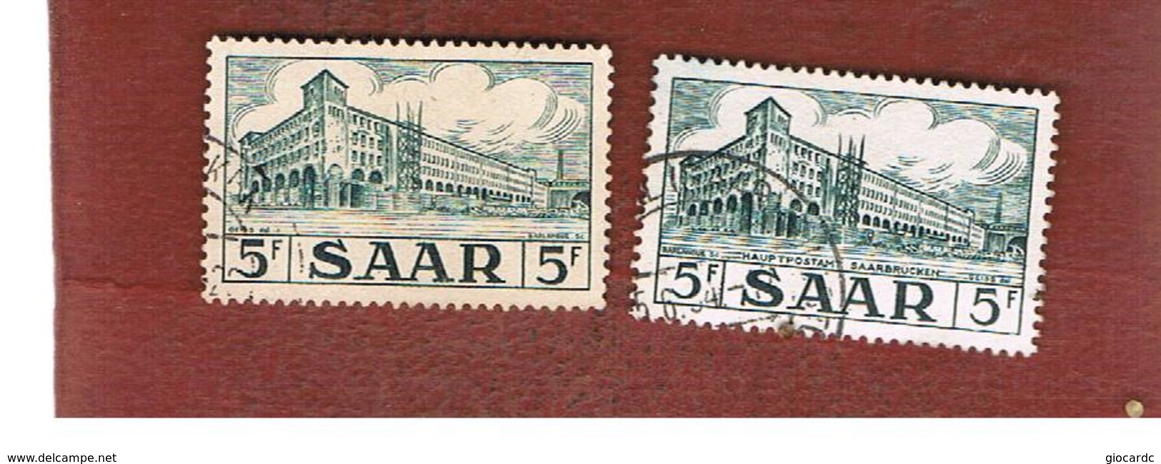 SAAR (SARRE) - SG 319.320 - 1952.1954 POST OFFICE (2 STAMPS WITH & WITHOUT INSCRIZ.)  - USED - Usati