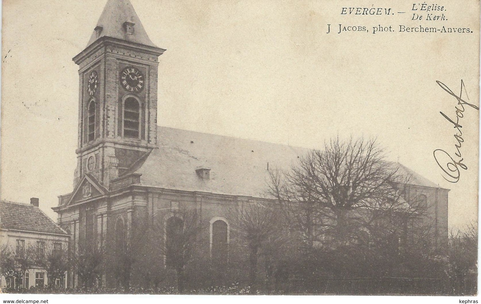 EVERGEM  : L'Eglise - De Kerk - Cachet De La Poste 1906 - Evergem