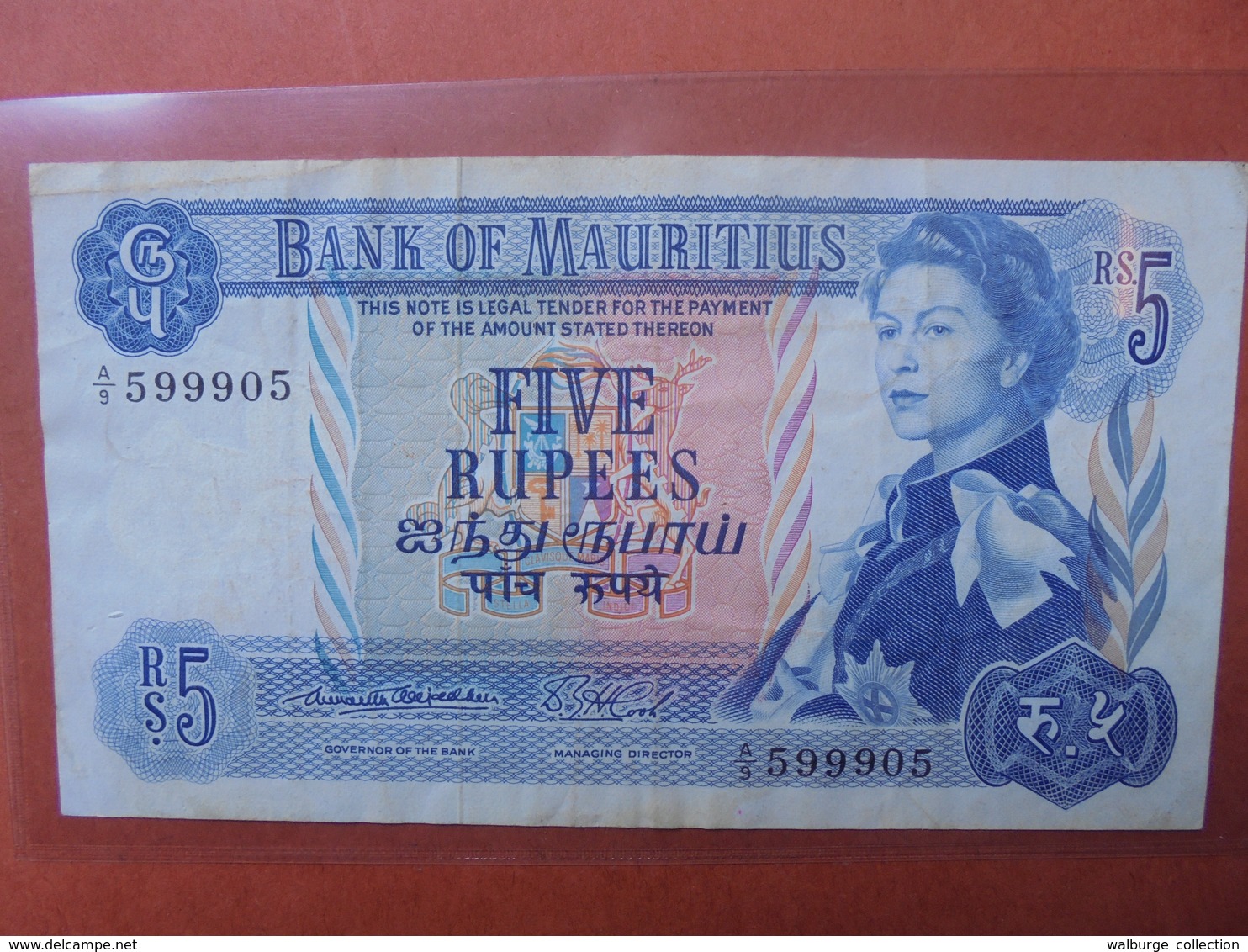 MAURITIUS 5 RUPEES 1967 CIRCULER (B.3) - Mauricio