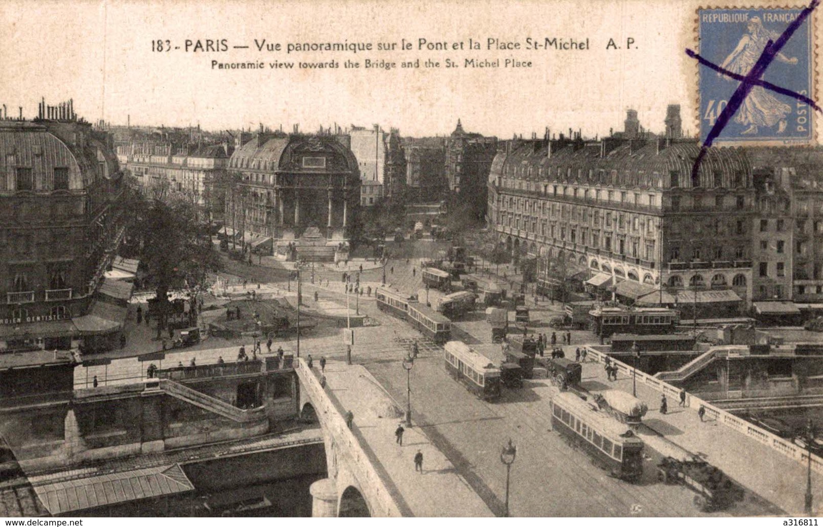 PARIS   VUE PANORAMIQUE SUR LE PONT ET LA PLACE ST MICHEL - Multi-vues, Vues Panoramiques