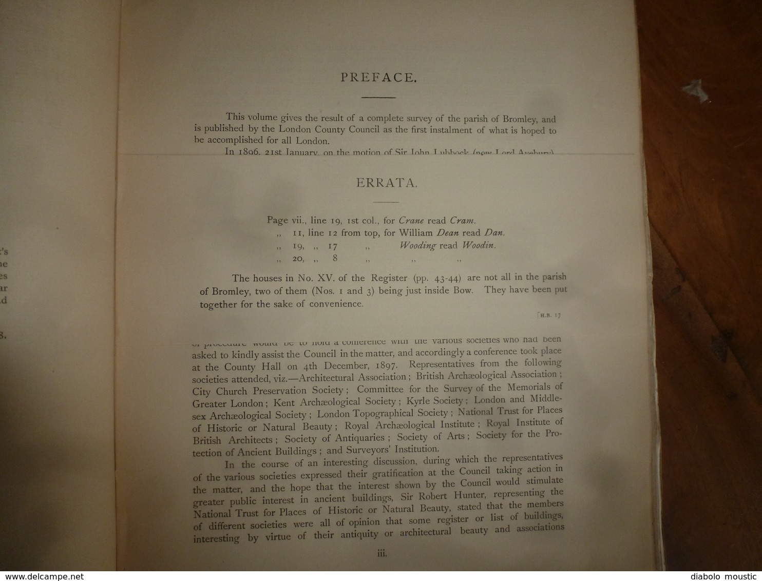 1900 With map of the Parish of BROMLEY : The survey of London: being the first volume of the register of the committee