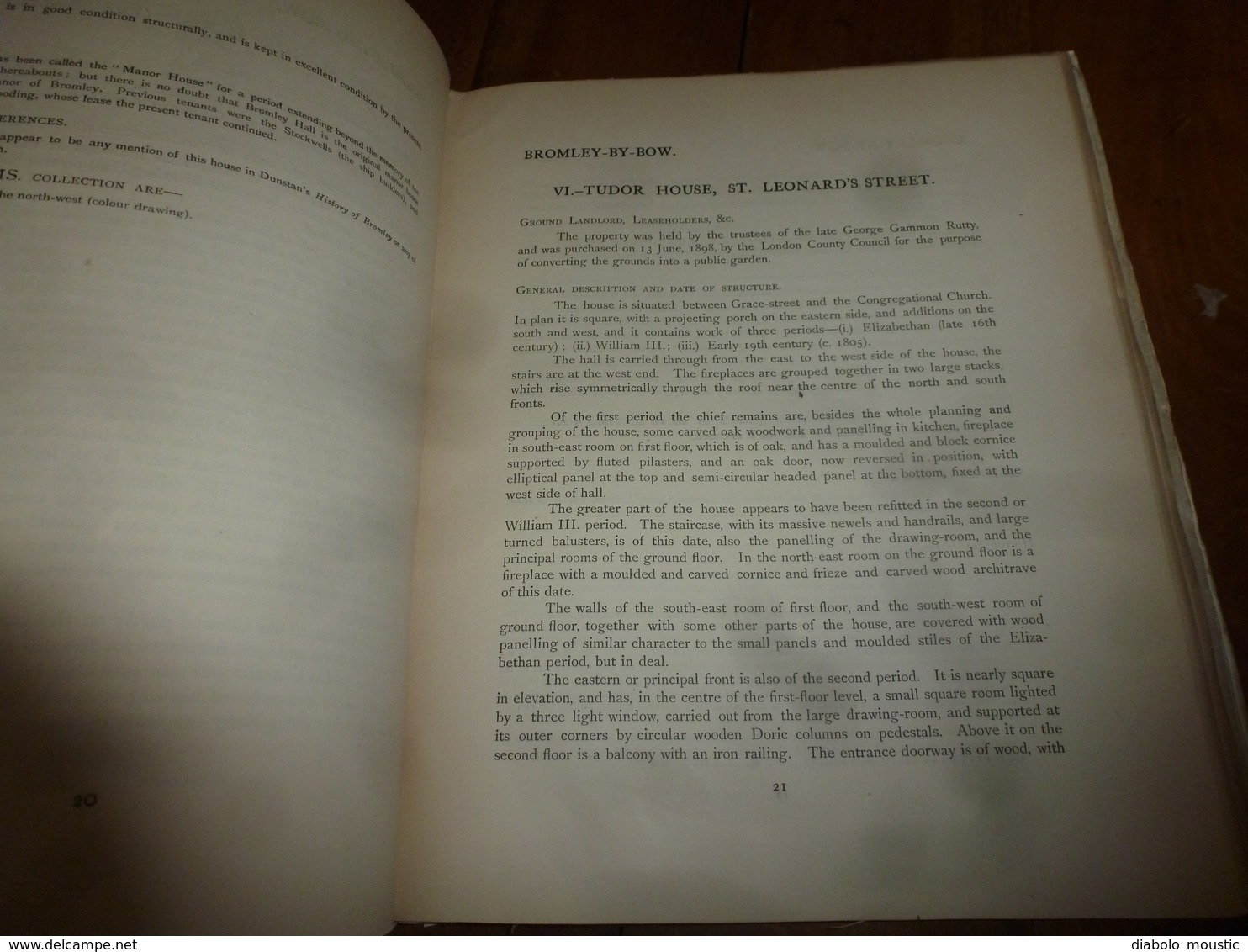 1900 With map of the Parish of BROMLEY : The survey of London: being the first volume of the register of the committee